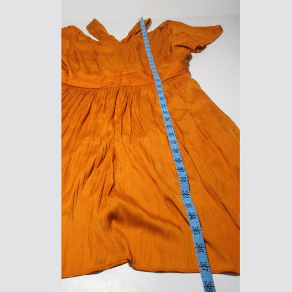 By Anthropologie Deep V-Neck Vibrant Mini Dress Orange Size 12 - Picture 7 of 12